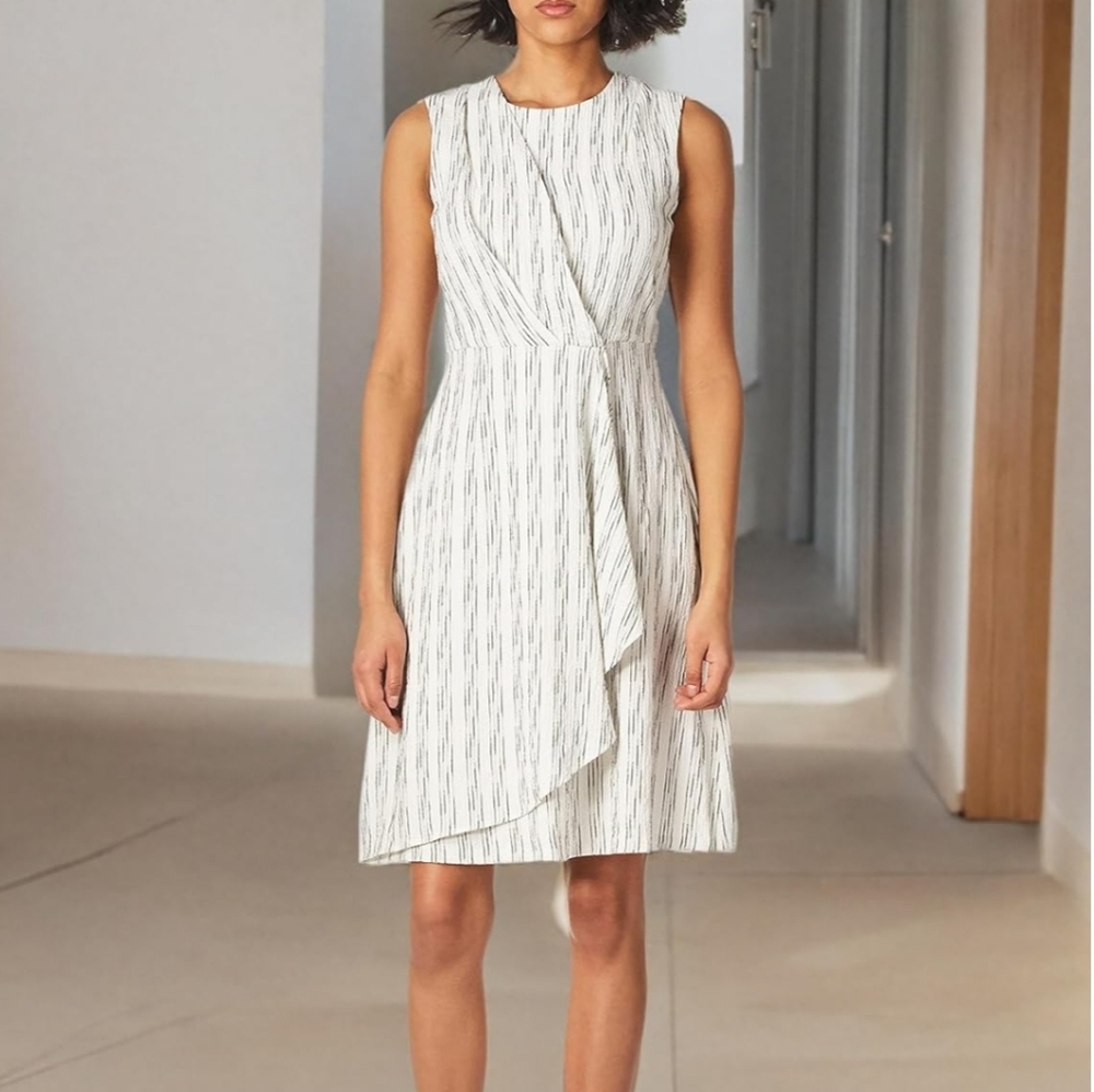Calvin Klein Women's Sleeveless Dress with Side Pleated Ruffle Size 12
